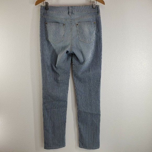 NYDJ Womens Jeans Legging Ankle Skinny Blue White Stripe Lift Tuck‎ Size 4 - Picture 10 of 12